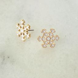 White Enamel Snowflake Earrings